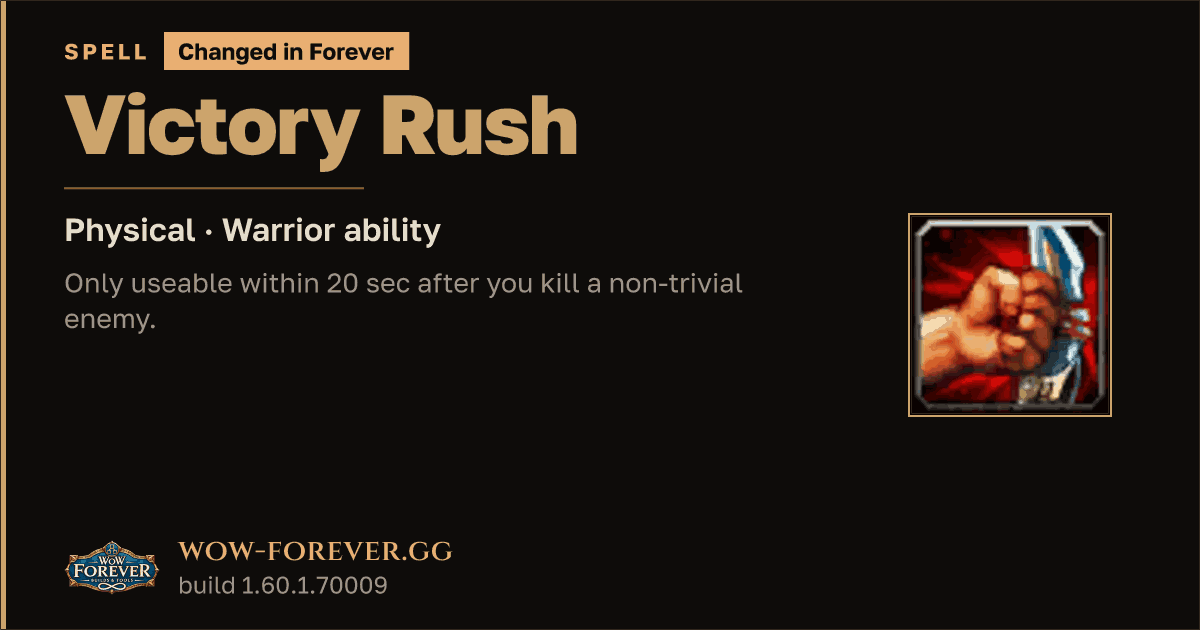 The preview card for Victory Rush - Warrior Spell