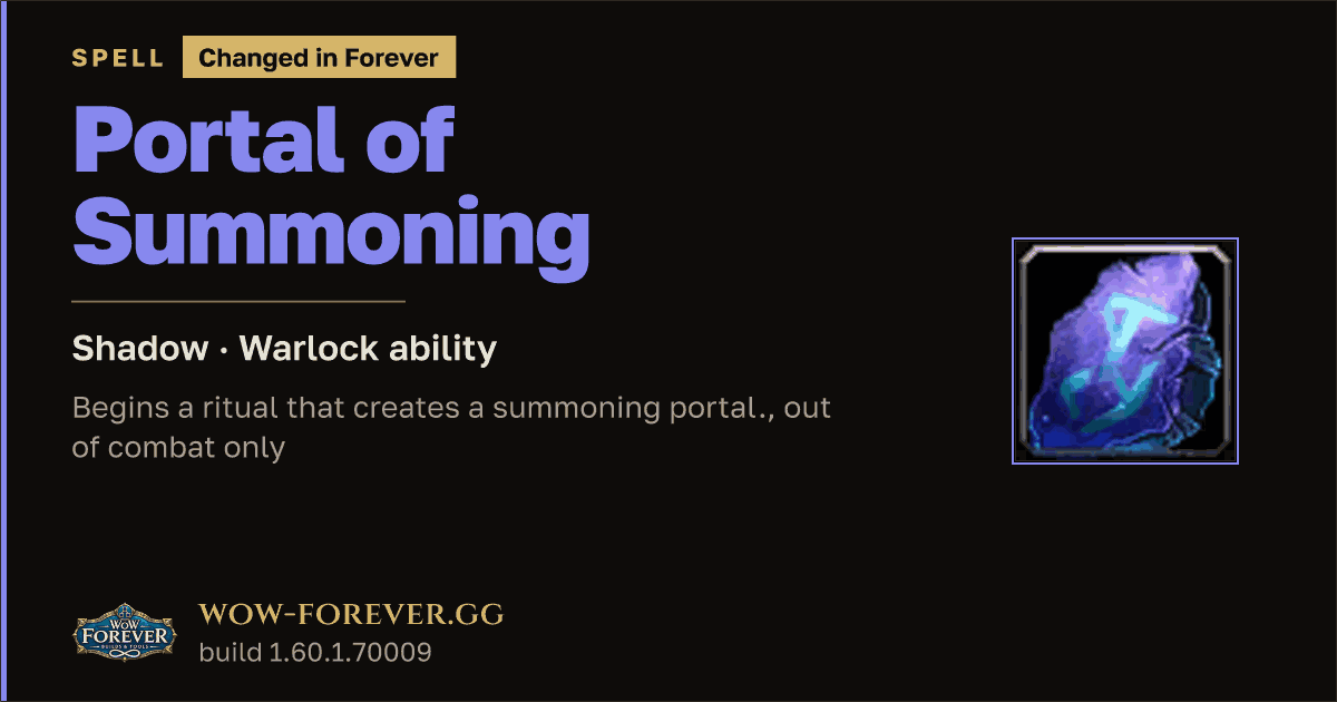 The preview card for Portal of Summoning - Warlock Spell
