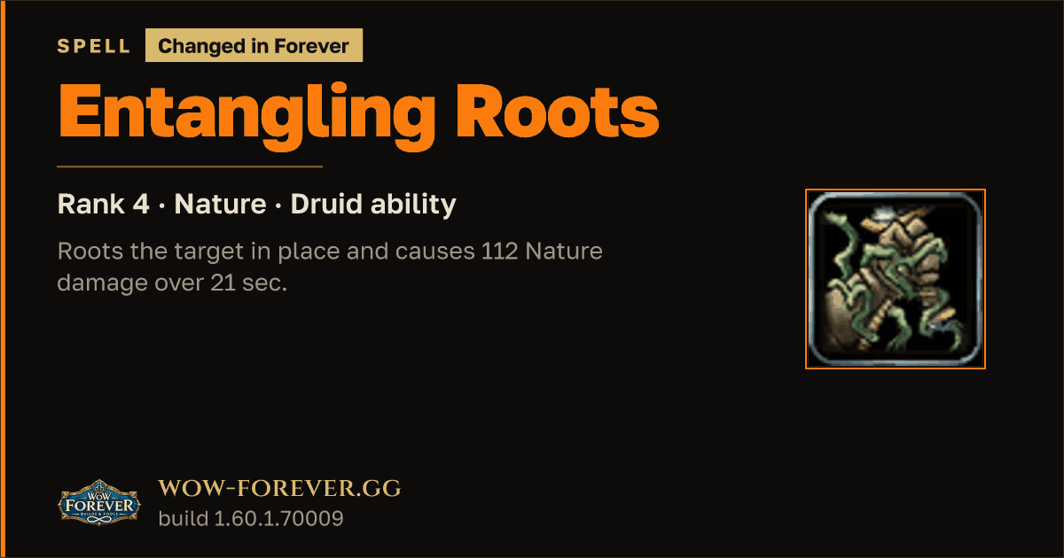 The preview card for Entangling Roots (Rank 4) - Druid Spell