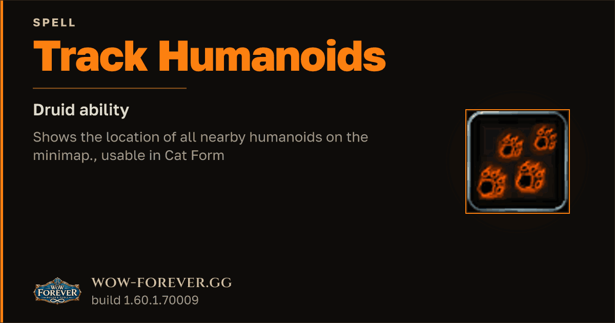 The preview card for Track Humanoids - Druid Spell