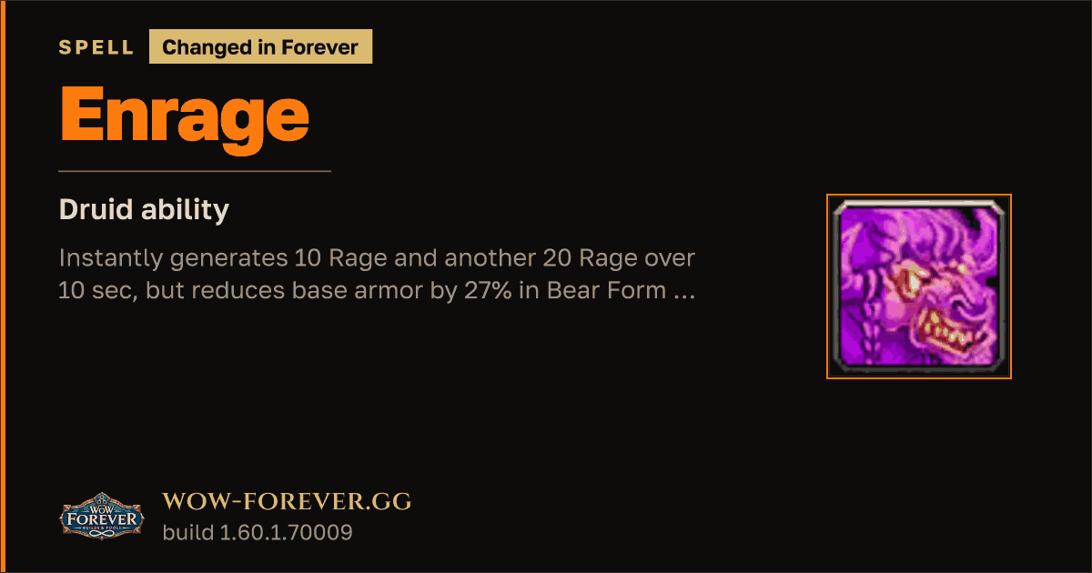The preview card for Enrage - Druid Spell