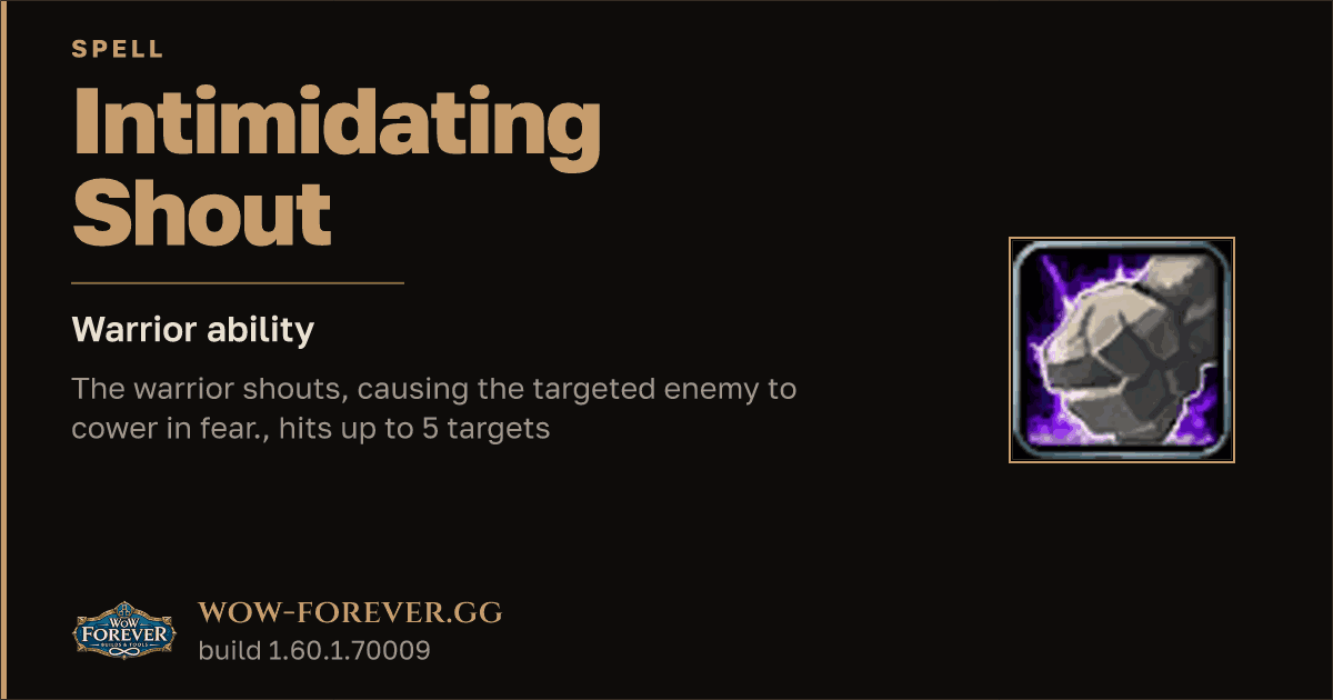The preview card for Intimidating Shout - Warrior Spell