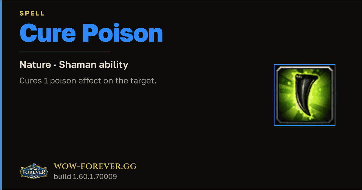 The preview card for Cure Poison - Shaman Spell
