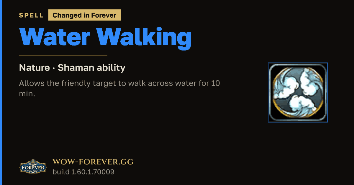 The preview card for Water Walking - Shaman Spell