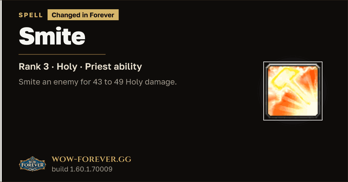 The preview card for Smite (Rank 3) - Priest Spell