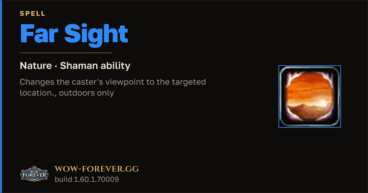 The preview card for Far Sight - Shaman Spell