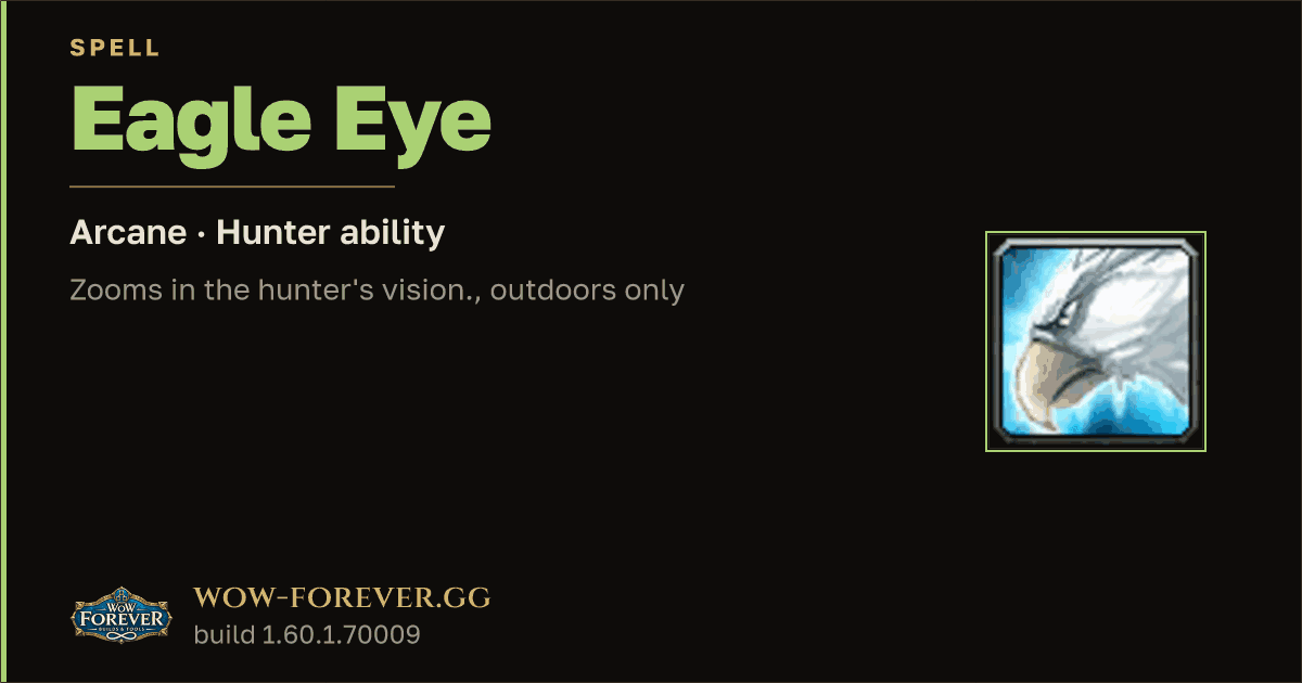 The preview card for Eagle Eye - Hunter Spell