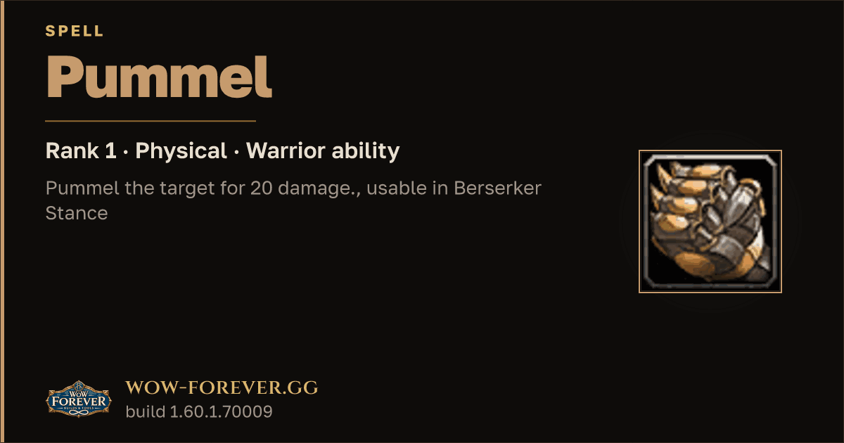 The preview card for Pummel (Rank 1) - Warrior Spell