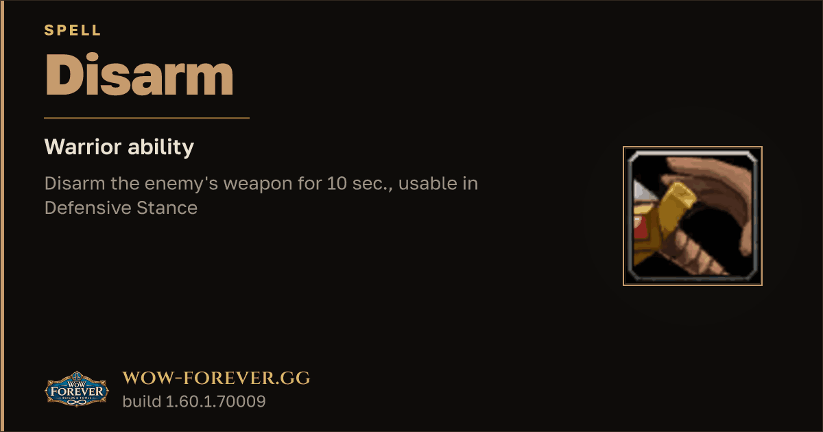 The preview card for Disarm - Warrior Spell