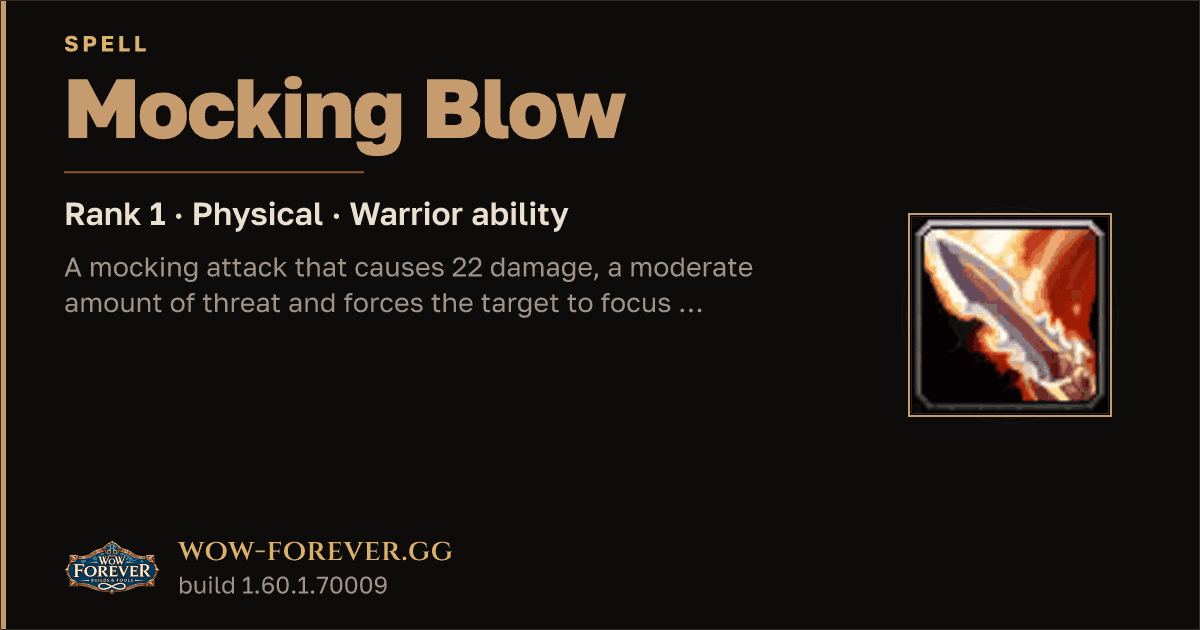 The preview card for Mocking Blow (Rank 1) - Warrior Spell