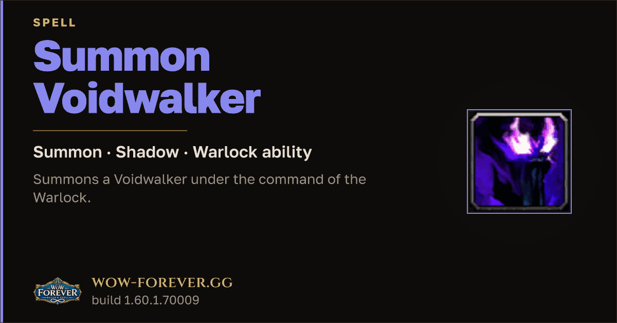The preview card for Summon Voidwalker (Summon) - Warlock Spell