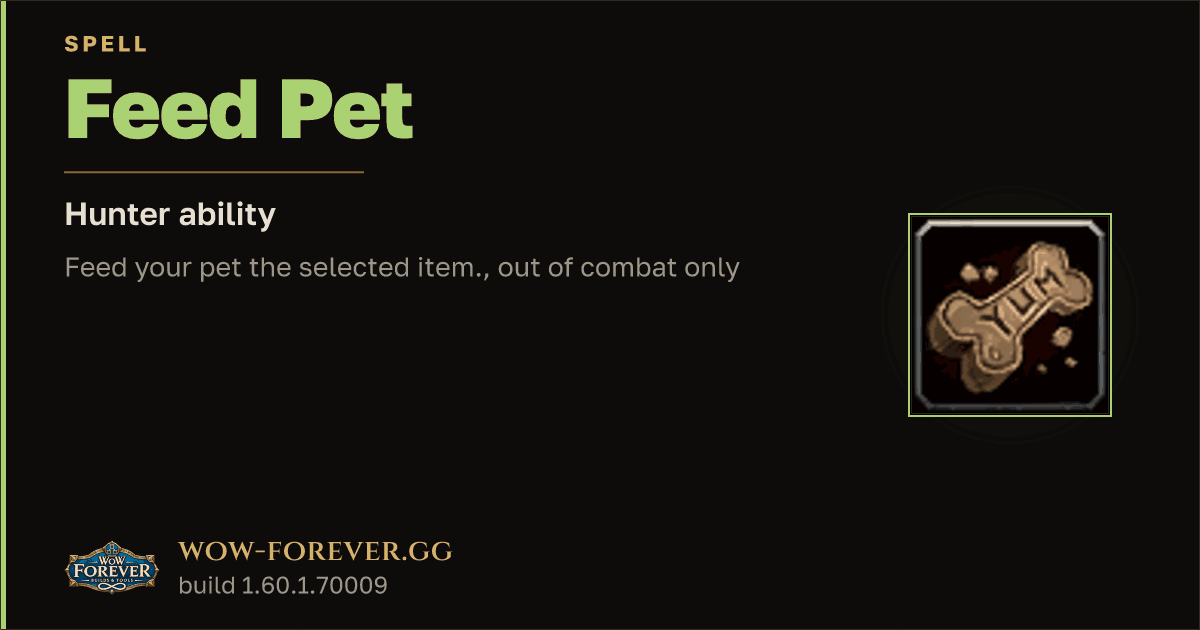 The preview card for Feed Pet - Hunter Spell