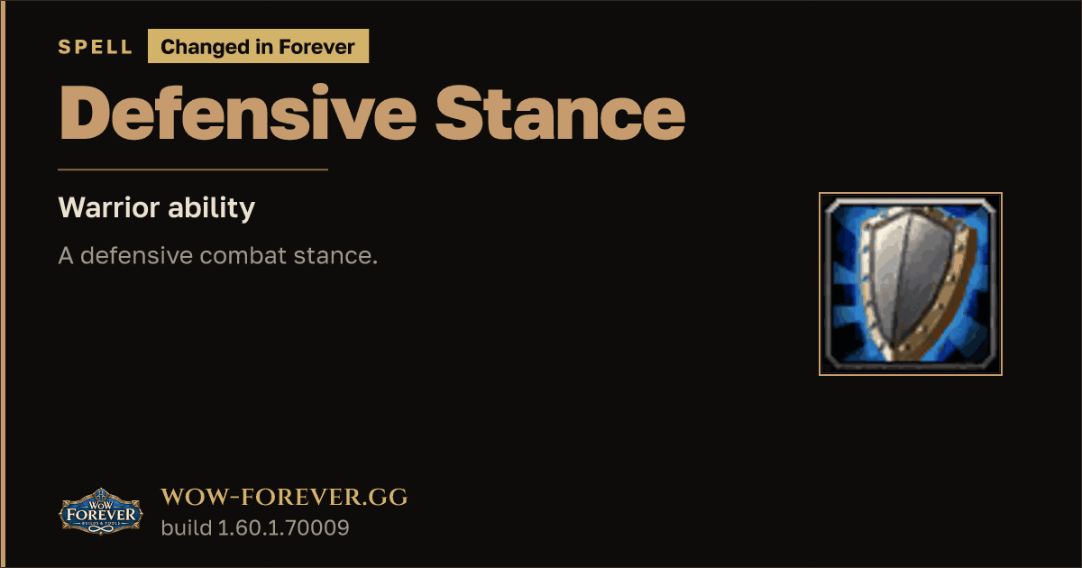 The preview card for Defensive Stance - Warrior Spell