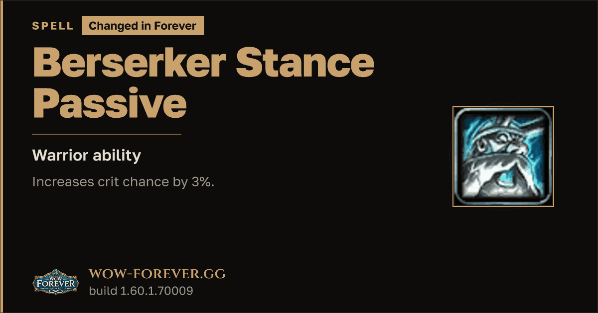 The preview card for Berserker Stance Passive - Warrior Spell