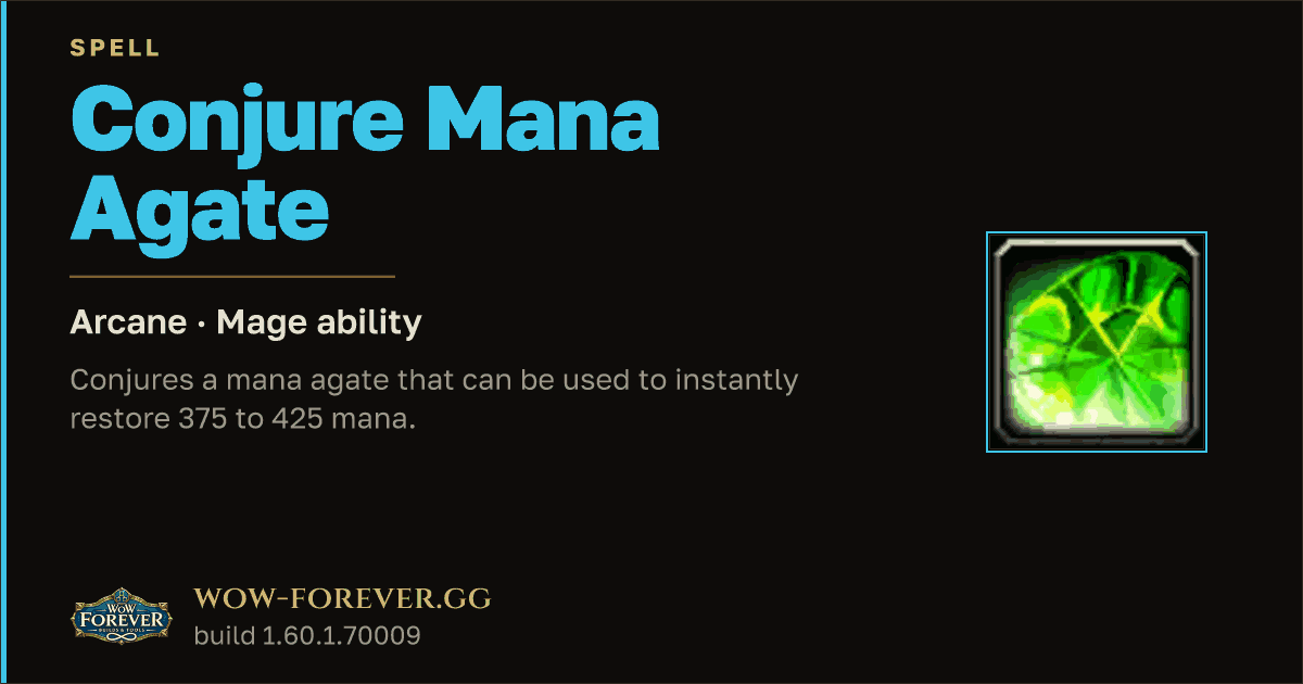 The preview card for Conjure Mana Agate - Mage Spell