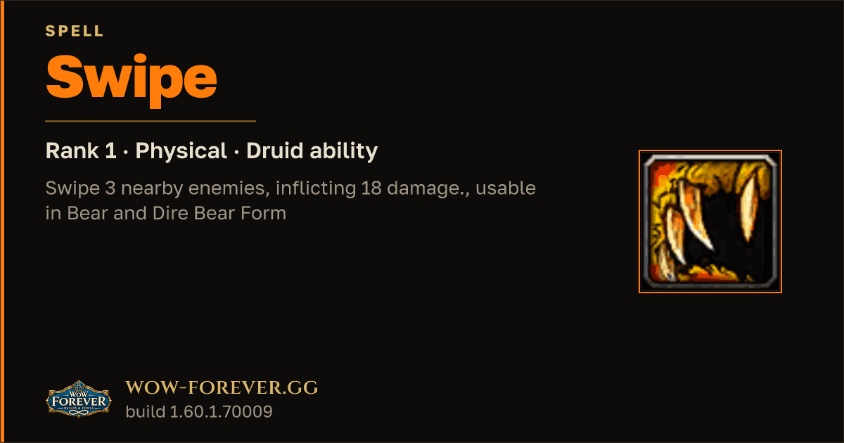 The preview card for Swipe (Rank 1) - Druid Spell