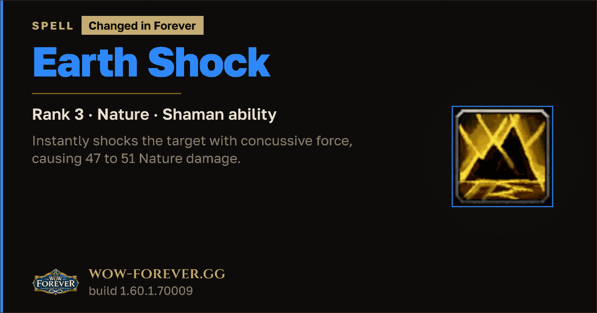 The preview card for Earth Shock (Rank 3) - Shaman Spell