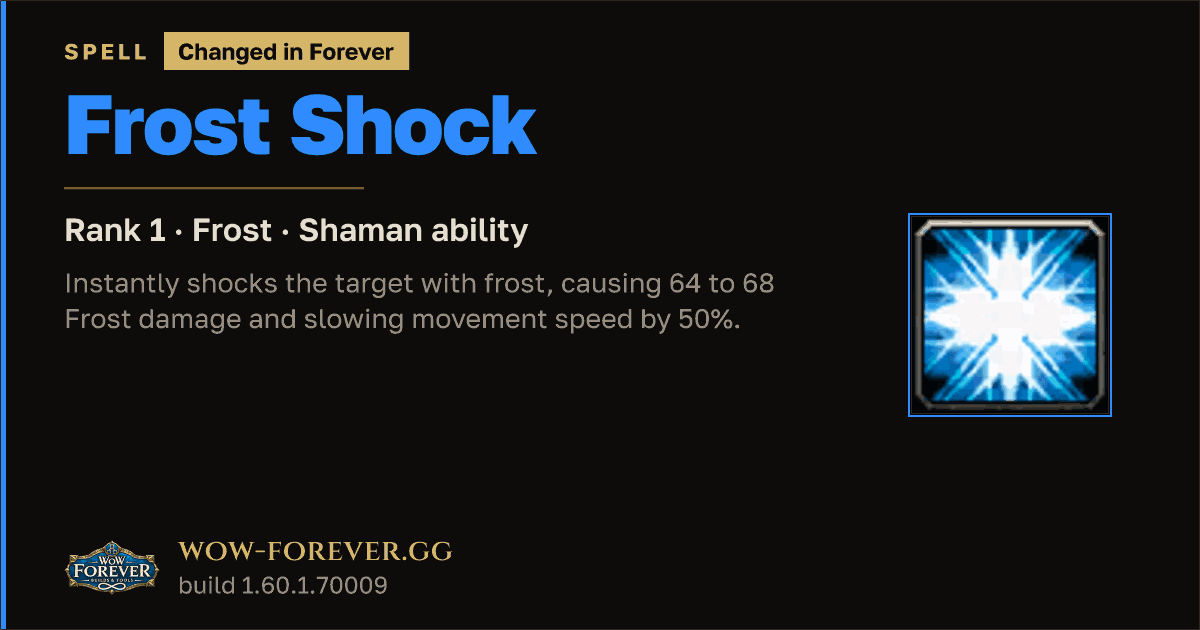 The preview card for Frost Shock (Rank 1) - Shaman Spell