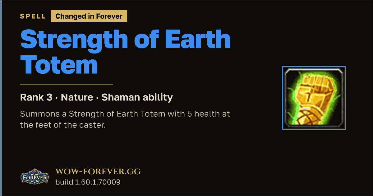 The preview card for Strength of Earth Totem (Rank 3) - Shaman Spell