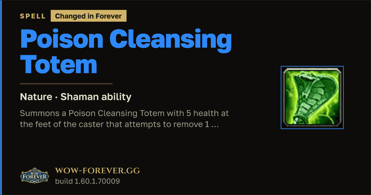 The preview card for Poison Cleansing Totem - Shaman Spell