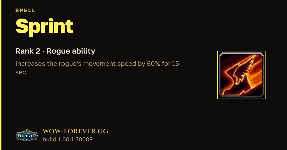 The preview card for Sprint (Rank 2) - Rogue Spell