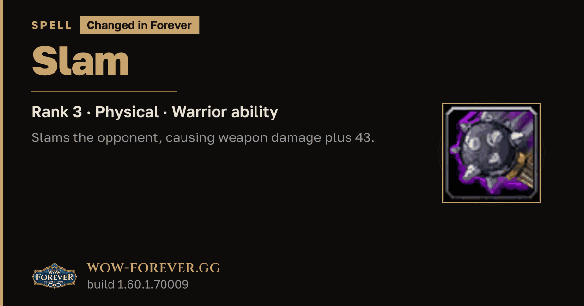 The preview card for Slam (Rank 3) - Warrior Spell