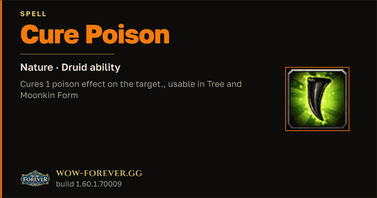The preview card for Cure Poison - Druid Spell