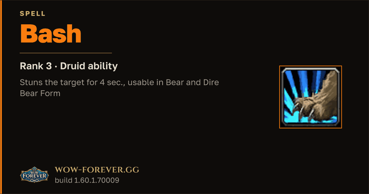 The preview card for Bash (Rank 3) - Druid Spell