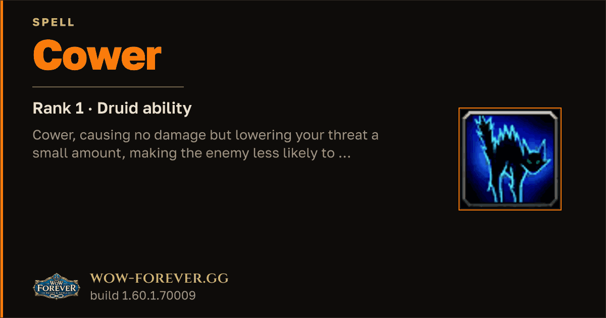 The preview card for Cower (Rank 1) - Druid Spell