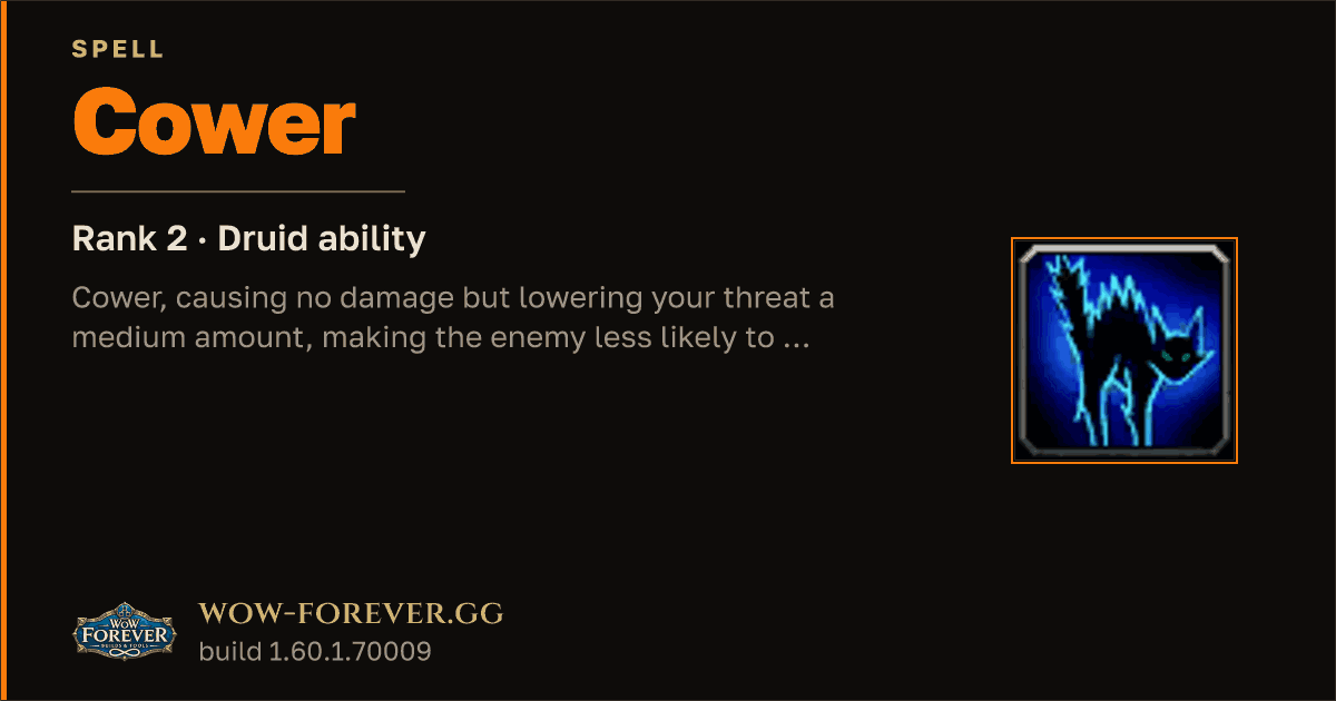 The preview card for Cower (Rank 2) - Druid Spell