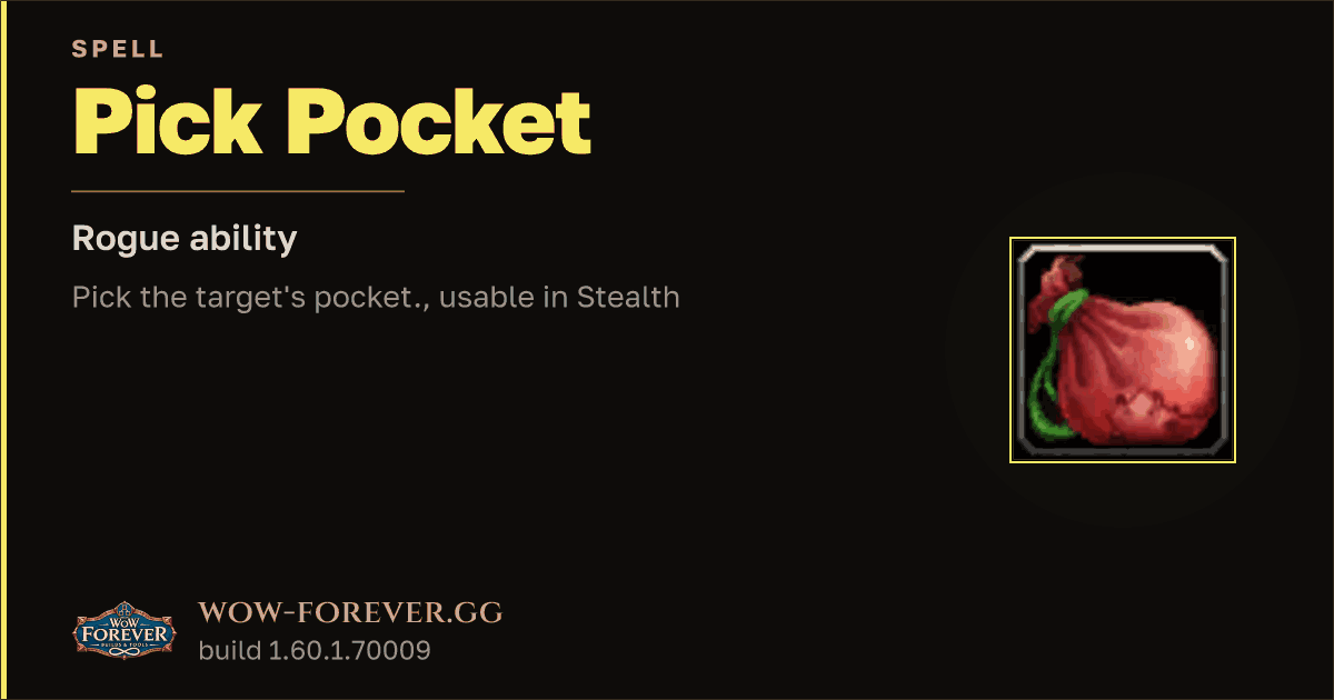 The preview card for Pick Pocket - Rogue Spell