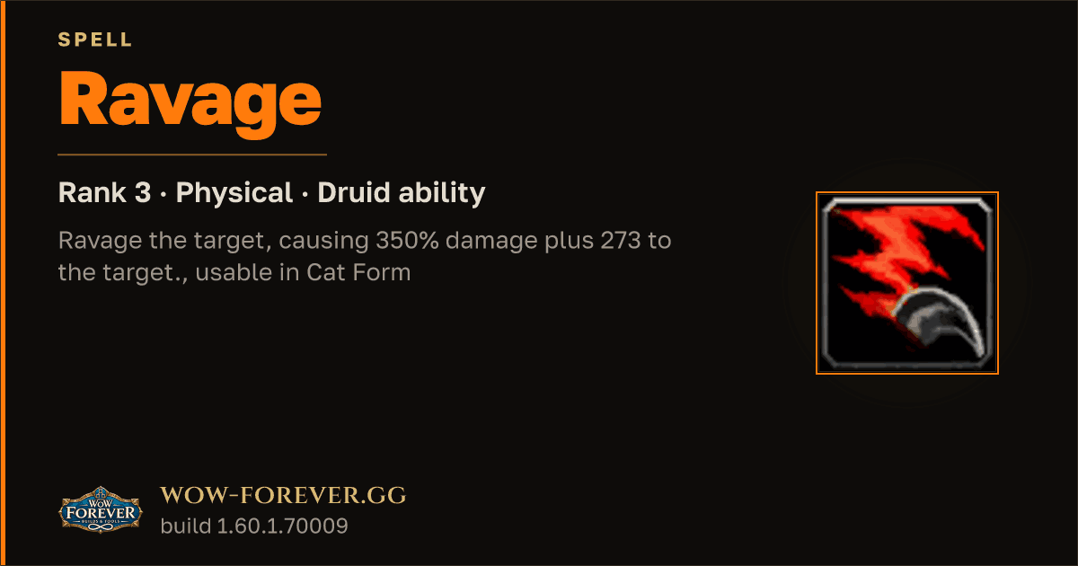 The preview card for Ravage (Rank 3) - Druid Spell