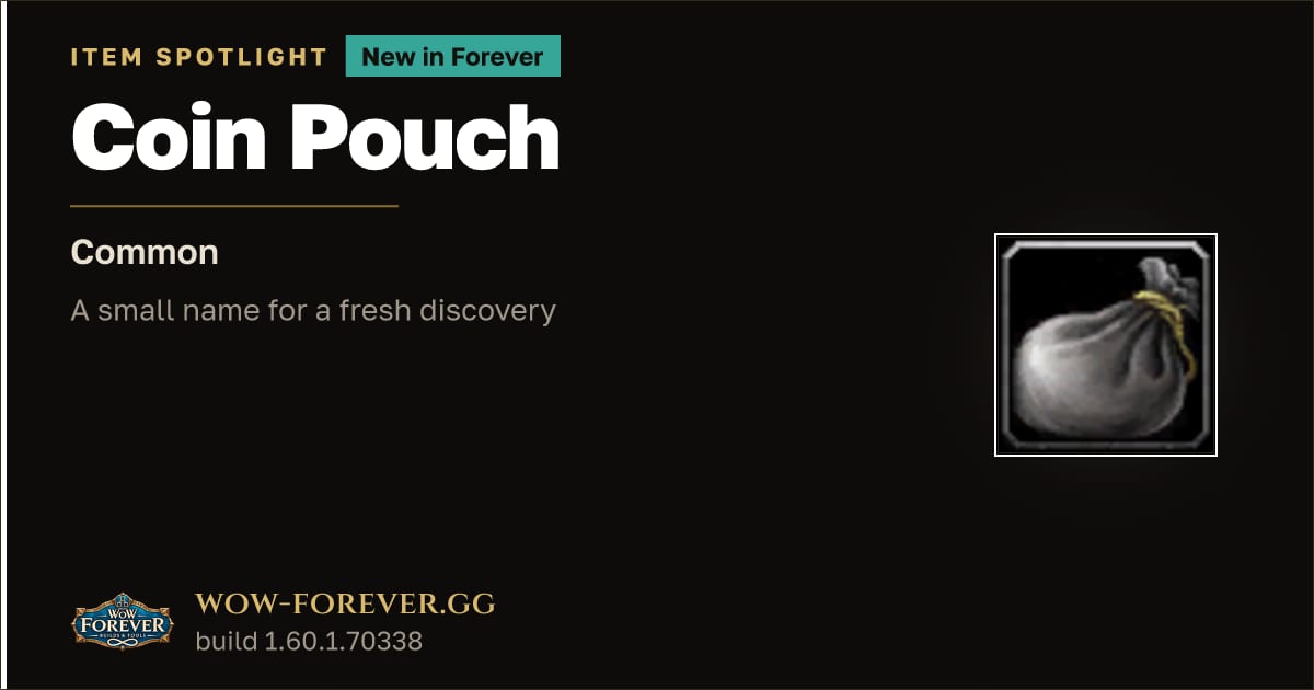 The preview card for Coin Pouch in WoW Forever: A New Curiosity