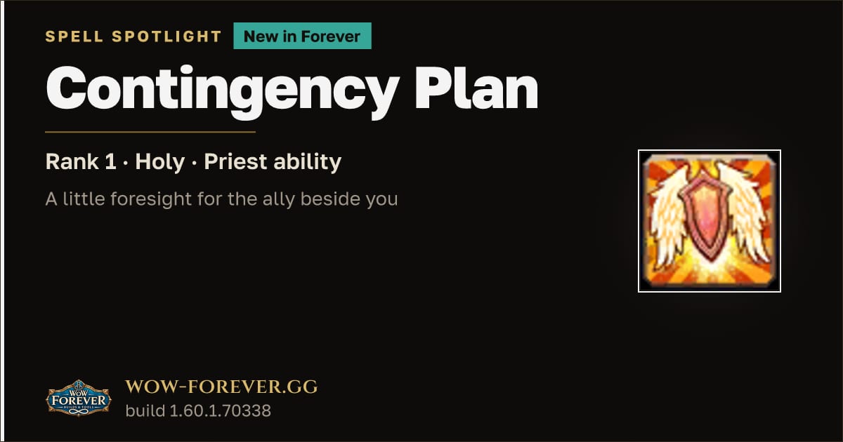 The preview card for Contingency Plan in WoW Forever: A Holy Ward