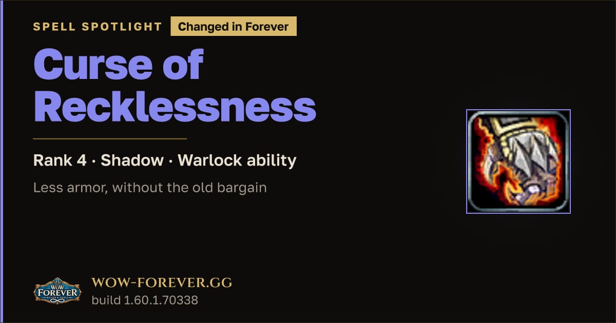 The preview card for Curse of Recklessness: Classic vs Forever Changes