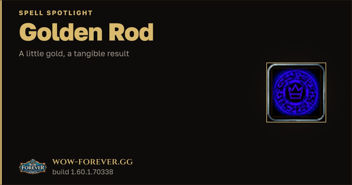 The preview card for Golden Rod in WoW Forever: A Blacksmithing Recipe