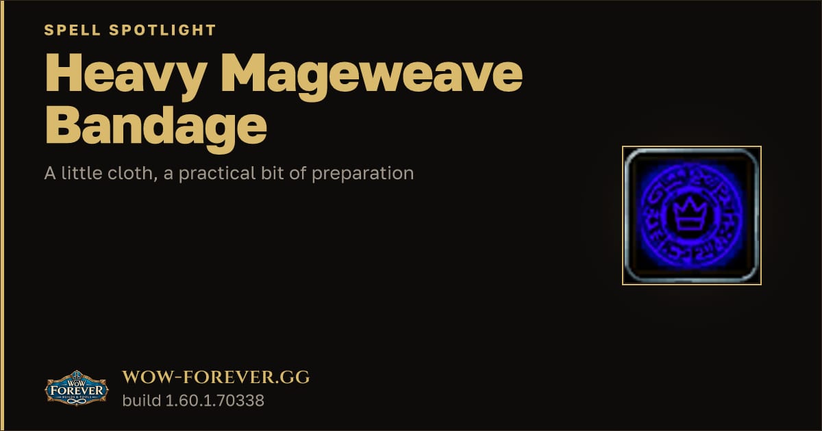 The preview card for Heavy Mageweave Bandage in WoW Forever: First Aid Crafting
