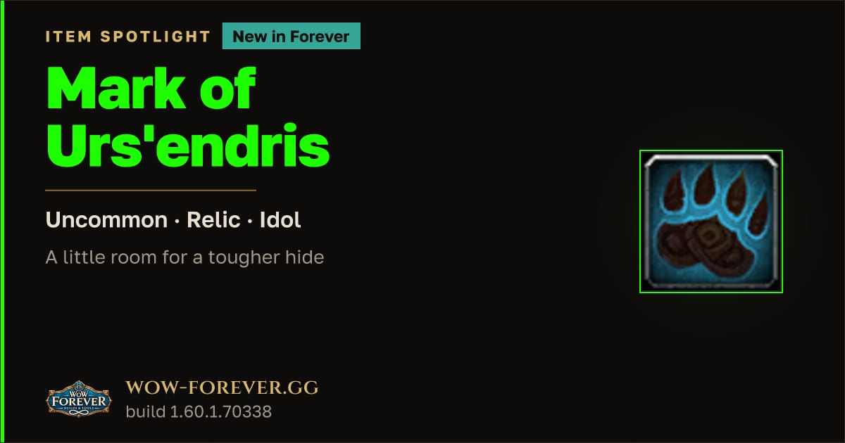 The preview card for Mark of Urs'endris in WoW Forever: An Armor Idol