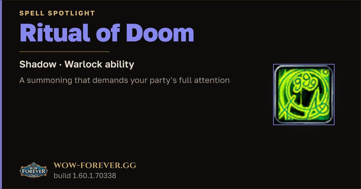 The preview card for Ritual of Doom in WoW Forever: A Dangerous Ritual