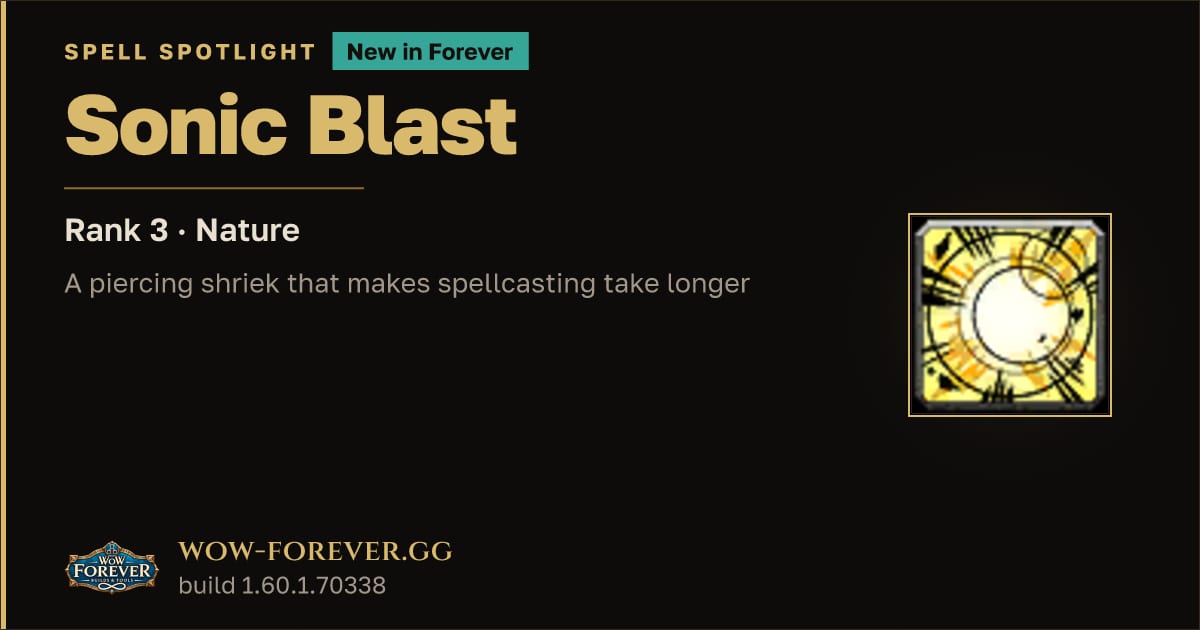 The preview card for Sonic Blast in WoW Forever: Instant Nature Damage
