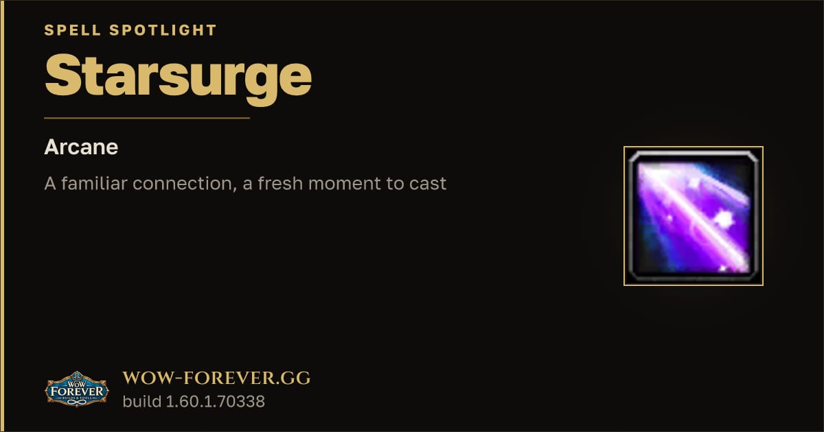 The preview card for Starsurge in WoW Forever: Druid Spell Synergy