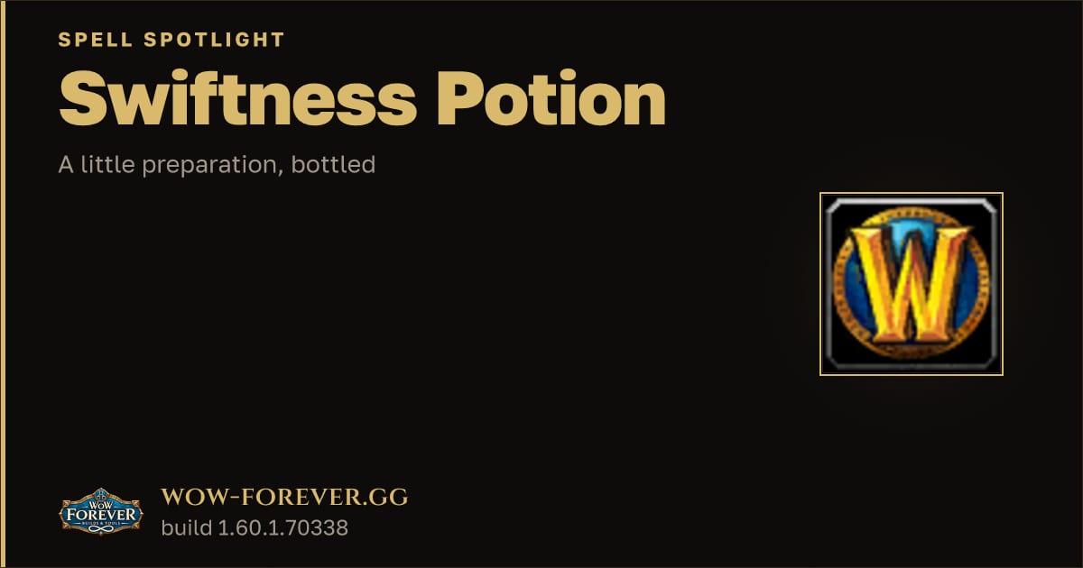 The preview card for Swiftness Potion in WoW Forever: Alchemy Recipe