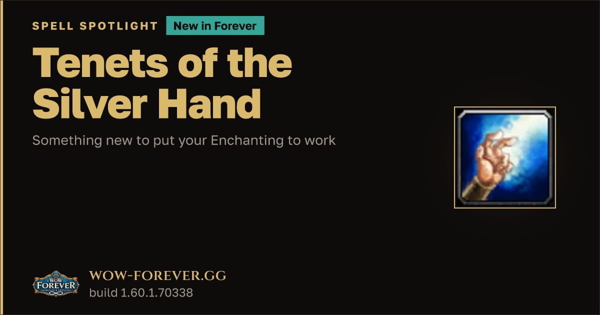 The preview card for Tenets of the Silver Hand in WoW Forever