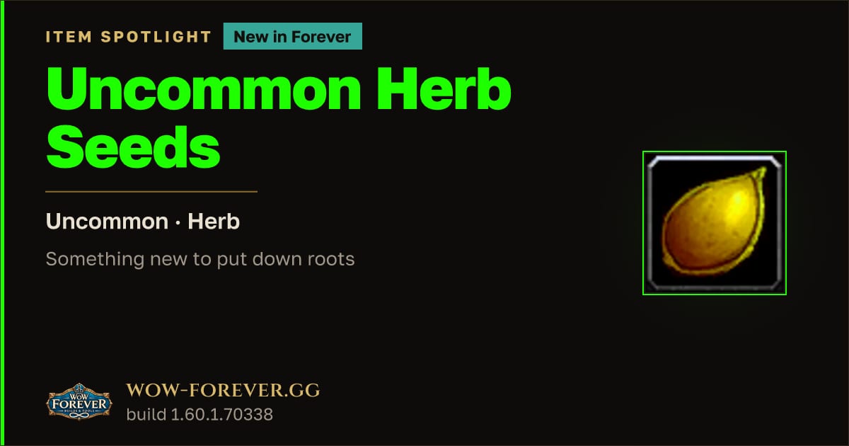 The preview card for Uncommon Herb Seeds in WoW Forever: Seeds to Plant
