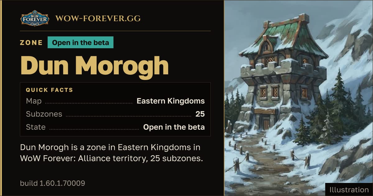 The preview card for Dun Morogh - Zone in Eastern Kingdoms