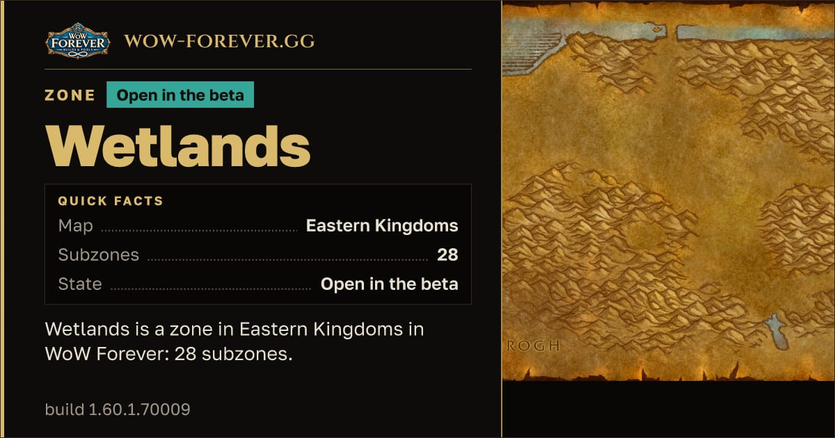 The preview card for Wetlands - Zone in Eastern Kingdoms