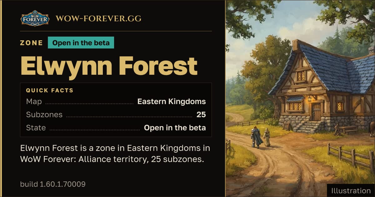 The preview card for Elwynn Forest - Zone in Eastern Kingdoms