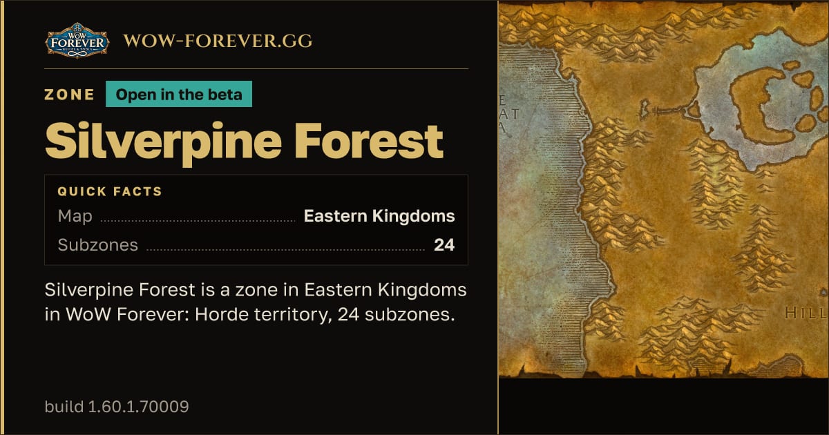 The preview card for Silverpine Forest - Zone in Eastern Kingdoms