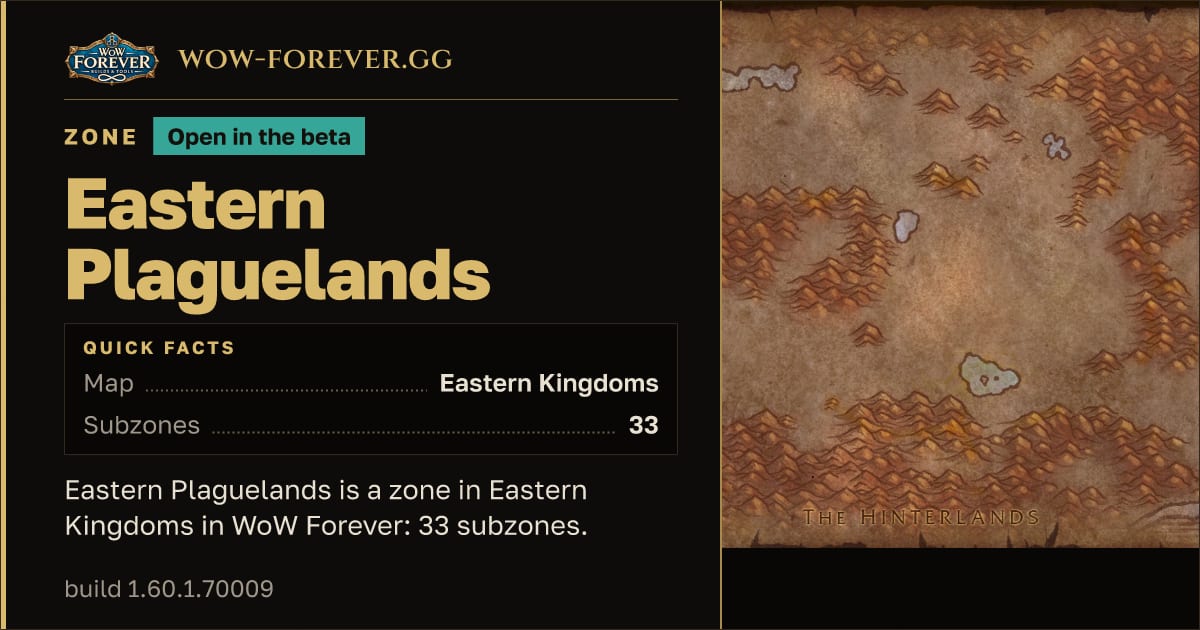 The preview card for Eastern Plaguelands - Zone in Eastern Kingdoms