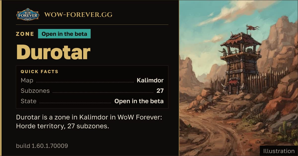 The preview card for Durotar - Zone in Kalimdor